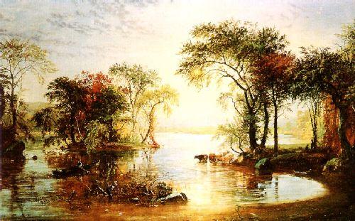 Jasper Cropsey Sunset Sailing oil painting picture